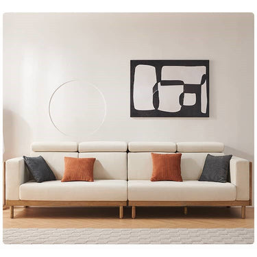 Elegant Beige Brown Suede Sofa with Ash Wood Frame - Perfect for Modern Living Rooms hjhms - 1037MUTUKISPACE