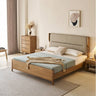 Stylish Gray & Brown Bed with Ash, Rubber, and Pine Wood Frame, Featuring Luxurious Faux Leather Details hjhms - 1041MUTUKISPACE