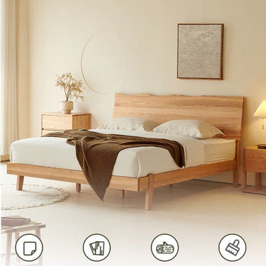 Premium Quality Natural Ash and Pine Wood Bed – Elegant & Durable hjhms - 1042MUTUKISPACE