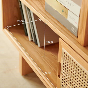 Stunning Natural Ash Wood Cabinet with Chic Rattan Detailing hjhms - 1049MUTUKISPACE