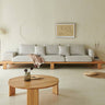 Stylish Gray Sofa with Ash Wood Frame & Wool Cotton - Linen Blend hjhms - 1050MUTUKISPACE