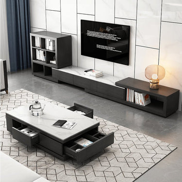 Stylish White & Black Sintered Stone TV Cabinet - Modern Home Entertainment Center hjl - 1188MUTUKISPACE