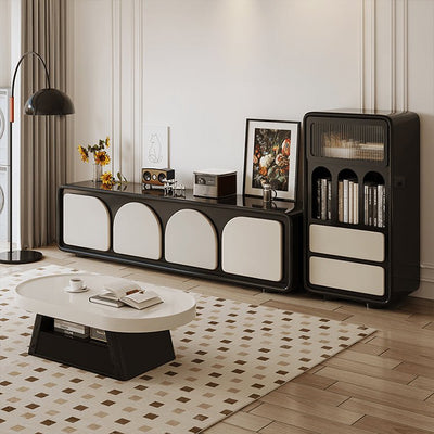 Stylish Beige and Black TV Cabinet for Modern Living Rooms