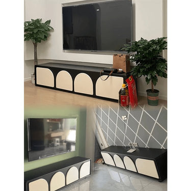 Stylish Beige and Black TV Cabinet for Modern Living Rooms hjl - 1192MUTUKISPACE