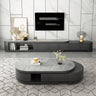 Elegant Sintered Stone & Pine Wood Coffee Table in Gray, Black, & White hjl - 1201MUTUKISPACE
