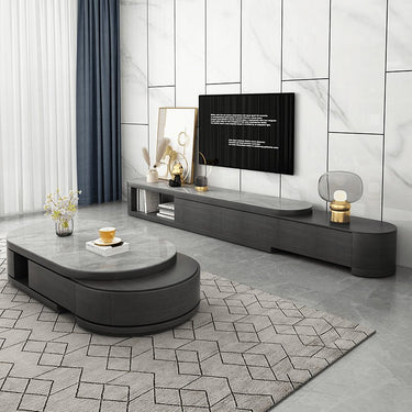 Elegant Sintered Stone & Pine Wood Coffee Table in Gray, Black, & White hjl - 1201MUTUKISPACE