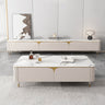 Sleek White & Beige TV Cabinet with Sintered Stone and Solid Pine Wood Finish hjl - 1206MUTUKISPACE