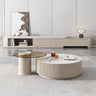 Elegant Sintered Stone & Pine Wood Coffee Table - White, Khaki, Brown, & Beige hjl - 1209MUTUKISPACE