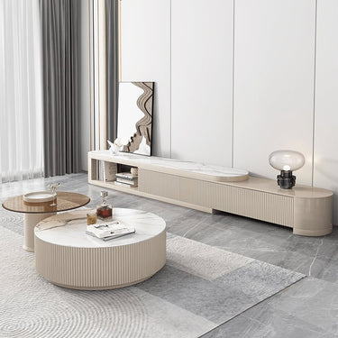 Sleek White & Khaki TV Cabinet with Durable Sintered Stone and Pine Wood Finish hjl - 1210MUTUKISPACE