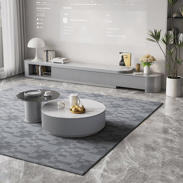 Elegant Coffee Table - Modern Sintered Stone & Pine Wood in White Gray Black hjl - 1211MUTUKISPACE