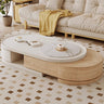 White Natural Sintered Stone Coffee Table with Pine Wood Base hjl - 1217MUTUKISPACE