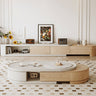 Premium White Sintered Stone TV Cabinet with Natural Pine Wood Finish hjl - 1218MUTUKISPACE