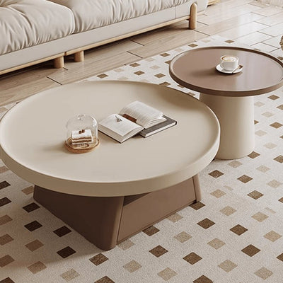 Beige & Brown Coffee Table Set