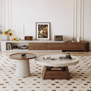 Elegant Beige Brown Solid Wood Coffee Table for Cozy Living Spaces hjl - 1230MUTUKISPACE