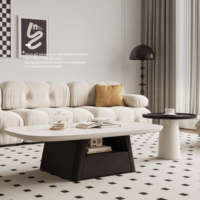 White & Black Pine Wood Coffee Table