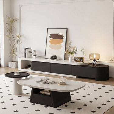 Modern White & Black Pine Wood Coffee Table - Stylish & Elegant Design for Your Living Room hjl - 1232MUTUKISPACE