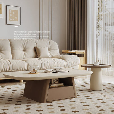 Khaki & Brown Pine Wood Coffee Table