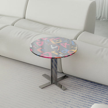 Round Glass Coffee Table with Steel Base – Modern Elegance hjzjl - 5200MUTUKISPACE