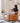 Stylish Beige, Dark Orange, and Khaki accent chair with Pine Wood Accents and Faux Leather Finish hksc - 976MUTUKISPACE