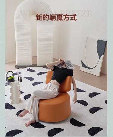Stylish Beige, Dark Orange, and Khaki accent chair with Pine Wood Accents and Faux Leather Finish hksc - 976MUTUKISPACE