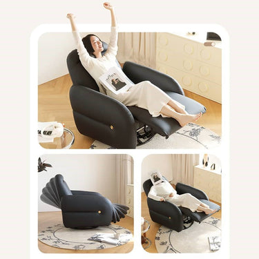Classic Beige and Black Faux Leather Recliner with Dark Yellow, Khaki, and Green Accents - Pine Wood Frame hksc - 980MUTUKISPACE