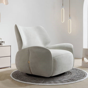 Elegant Blue and Beige Recliner with Dark Pine Wood Finish - Modern Gray and Green Accents hksc - 981MUTUKISPACE