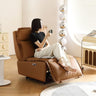 Modern Recliner - Brown, Light Gray, Dark Beige & Black Pine Wood Faux Leather Upholstery hksc - 983MUTUKISPACE