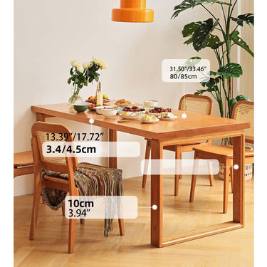 Vintage Cherry Wood Table with Sleek Steel Frame - Natural Finish hldmz - 709MUTUKISPACE