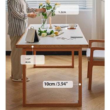 Stylish White Table with Black Marble & Cherry Wood Accents - Natural Elegance for Modern Spaces hldmz - 713MUTUKISPACE