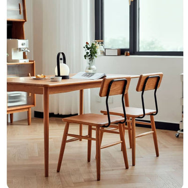 Sleek Modern Chair in Natural Cherry Wood with Durable Iron Frame hldmz - 717MUTUKISPACE