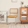 Stylish Cherry Wood and Rattan Chair with Faux Leather Cushion and Stainless Steel Frame hldmz - 721MUTUKISPACE