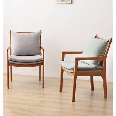 Elegant Oak & Cherry Wood Chairs with Plush Foam Cushioning - Premium Cotton & Linen Upholstery hldmz - 722MUTUKISPACE