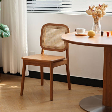 Natural Cherry Wood Chair with Rattan Backrest hldmz - 723MUTUKISPACE