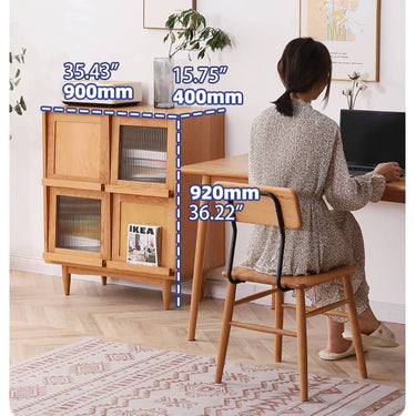 Elegant Cherry Wood Glass Cabinet - Natural Wood Finish hldmz - 731MUTUKISPACE