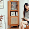 Elegant Cherry Wood Cabinet with Rattan Accents and Glass Doors hldmz - 732MUTUKISPACE