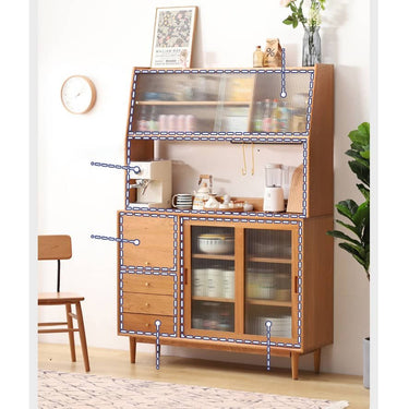 Stunning Cherry Wood Cabinet with Elegant Glass Doors - Natural Finish hldmz - 734MUTUKISPACE