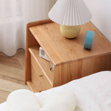 Elegant Cherry Wood Bedside Cupboard with Copper Accents for Sophisticated Bedroom Decor hldmz - 735MUTUKISPACE