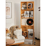 Elegant Cherry Wood Storage Rack with Glass Acrylic Accents – Durable & Stylish Organizer hldmz - 738MUTUKISPACE