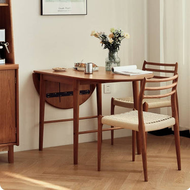 Natural Cherry Wood Dining Chair with Handwoven Kraft Paper Rope Seat hldmz - 739MUTUKISPACE
