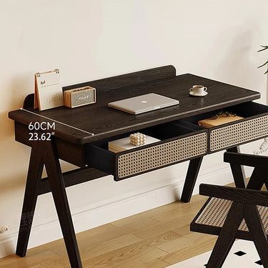 Elegant Rattan Weaving Ash Wood Desk - Stylish Multi - Layer Board Table for Modern Living Spaces hlxl - 4396MUTUKISPACE
