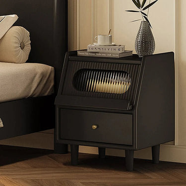 Elegant Glass Bedside Cupboard - Modern Nightstand for Sophisticated Bedrooms hlxl - 4397MUTUKISPACE
