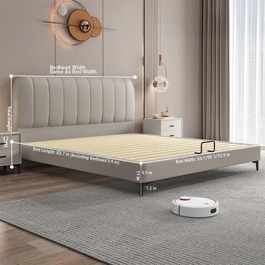 Upholstered Faux Leather Bed Frame – Durable Queen Size Platform for Modern Bedrooms hlyj - 3141MUTUKISPACE