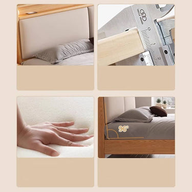 Premium Natural Rubber Wood Pine Bed - Cozy Flannel Finish hmak - 239MUTUKISPACE