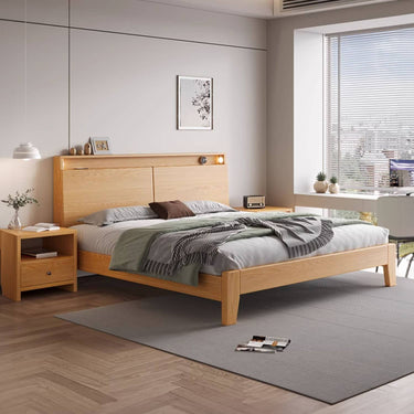 Charming Rubber Wood Pine Bed Frame in Natural Finish - Perfect for Any Bedroom Decor hmak - 241MUTUKISPACE