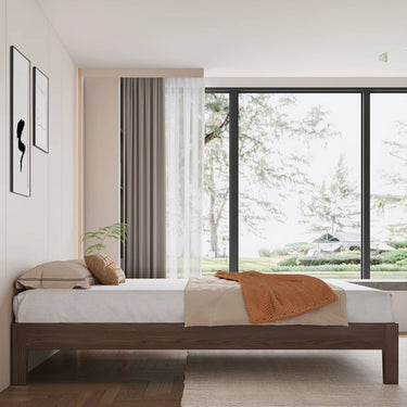 Elegant Brown Rubber Wood Pine Bed - Durable & Stylish Bedroom Furniture hmak - 245MUTUKISPACE
