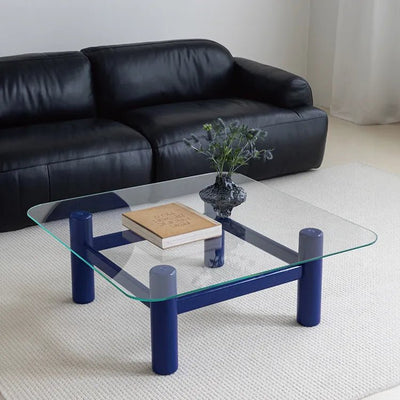 Stylish Tempered Glass & Ash Wood Coffee Table - Modern Rectangular Design for Living Room Décor