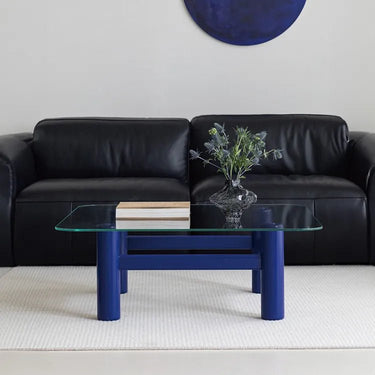 Stylish Tempered Glass & Ash Wood Coffee Table - Modern Rectangular Design for Living Room Décor hms - 4057MUTUKISPACE