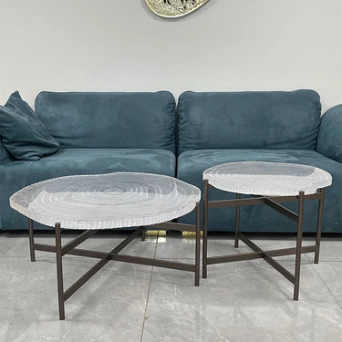 Acrylic Coffee Table Set – Modern Round Accent Tables with Unique Design hmsf - 4672MUTUKISPACE