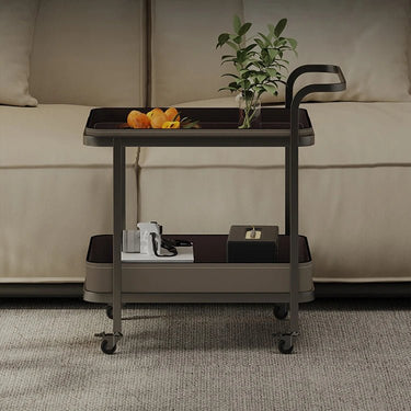 Leather & Steel Coffee Table with Wheels – Mobile Side Table for Living Room hmx - 5100MUTUKISPACE