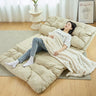 Luxurious Beige and Dark Blue Leathaire floor Sofabed - Modern Brown, Gray, Khaki, and Yellow Options hmy - 1073MUTUKISPACE